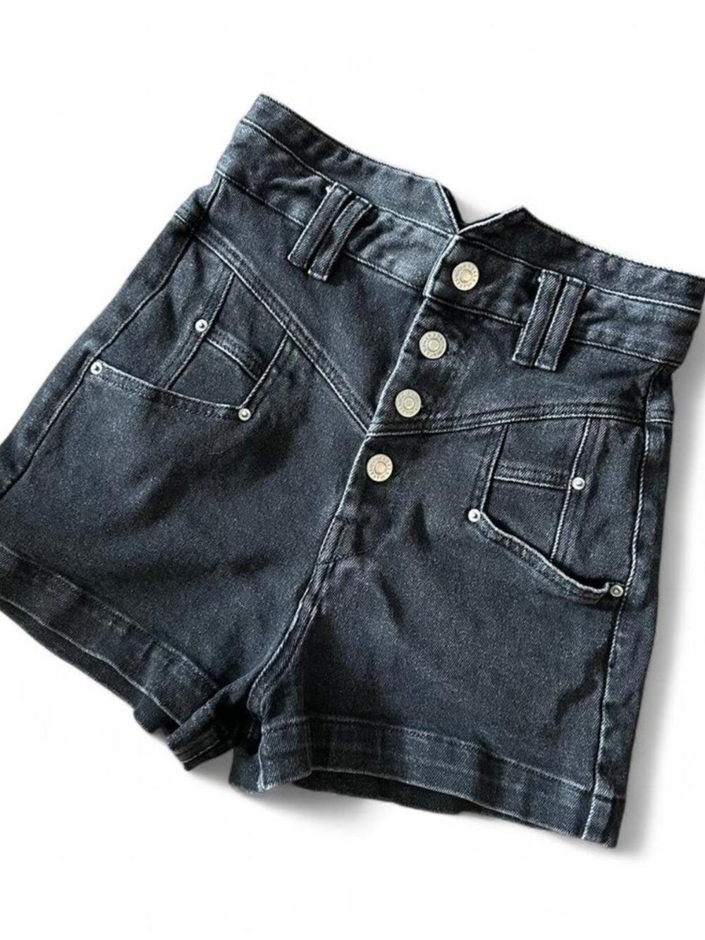 Isabel Marant Gray Diroysr High Rise Denim Shorts